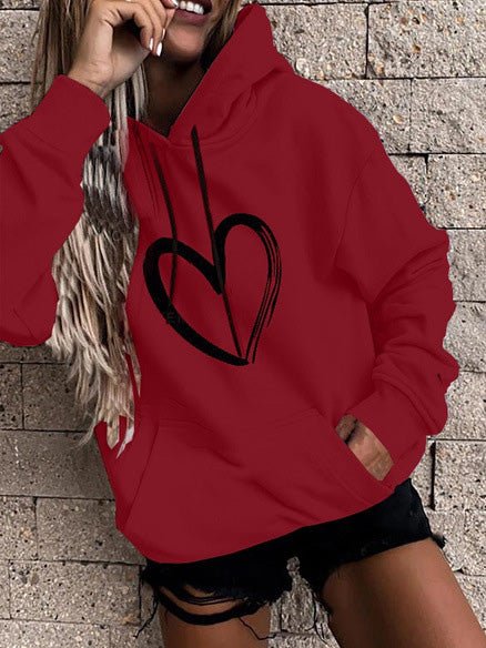 Women's Hoodies Heart Print Pocket Long Sleeve Casual Hoody - Hoodies - Instastyled | Online Fashion Free Shipping Clothing, Dresses, Tops, Shoes - 29/09/2022 - Color_Gray - Color_Green