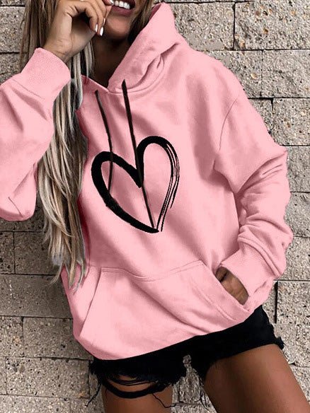 Women's Hoodies Heart Print Pocket Long Sleeve Casual Hoody - Hoodies - Instastyled | Online Fashion Free Shipping Clothing, Dresses, Tops, Shoes - 29/09/2022 - Color_Gray - Color_Green