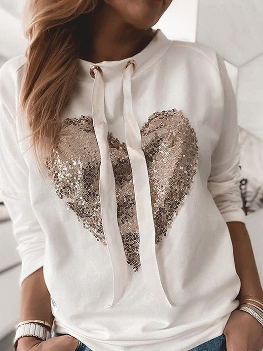 Women's Hoodies Heart-Shaped Sequined Long Sleeve Sweatshirt - Hoodies - INS | Online Fashion Free Shipping Clothing, Dresses, Tops, Shoes - 03/09/2021 - 10-20 - Category_Hoodies