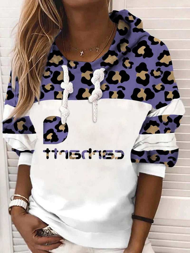Women's Hoodies Leopard Letters Print Drawstring Hoody - Hoodies - Instastyled | Online Fashion Free Shipping Clothing, Dresses, Tops, Shoes - 15/02/2022 - 30-40 - color-purple