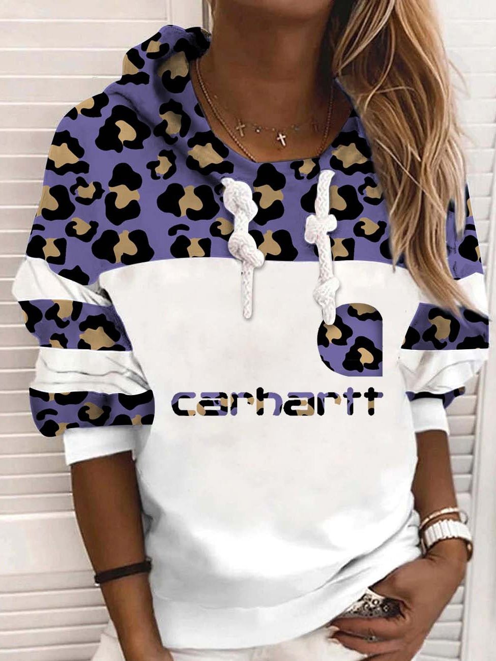 Women's Hoodies Leopard Letters Print Drawstring Hoody - Hoodies - Instastyled | Online Fashion Free Shipping Clothing, Dresses, Tops, Shoes - 15/02/2022 - 30-40 - color-purple