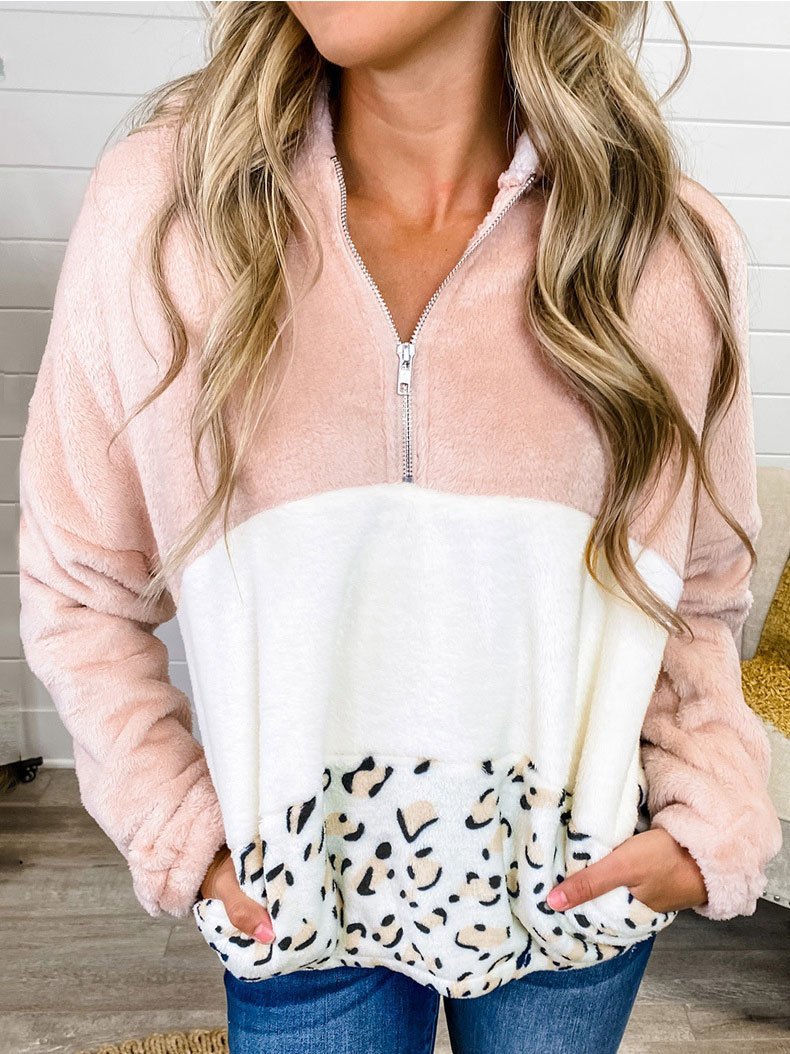 Women's Hoodies Leopard Print Zip Pocket Long Sleeve Hoody - Hoodies - INS | Online Fashion Free Shipping Clothing, Dresses, Tops, Shoes - 08/11/2021 - 30-40 - color-black
