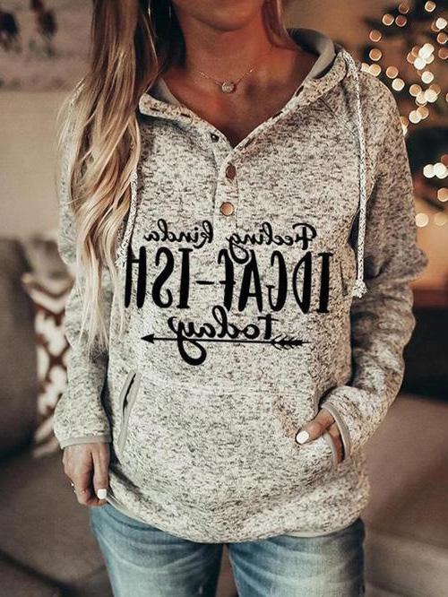 Women's Hoodies Letter-Print Drawstring Button Hoodie - Hoodies - INS | Online Fashion Free Shipping Clothing, Dresses, Tops, Shoes - 19/08/2021 - 20-30 - Category_Hoodies