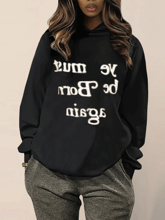 Women's Hoodies Letter Print Long Sleeve Pullover Hoodie - Hoodies - Instastyled | Online Fashion Free Shipping Clothing, Dresses, Tops, Shoes - 13/09/2022 - 30-40 - color-black