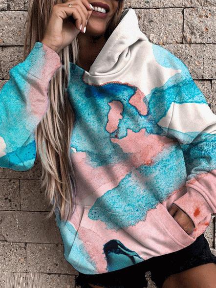 Women's Hoodies Long Sleeve Pocket Gradient Print Hoodie - Hoodies - INS | Online Fashion Free Shipping Clothing, Dresses, Tops, Shoes - 20-30 - 30/08/2021 - Category_Hoodies