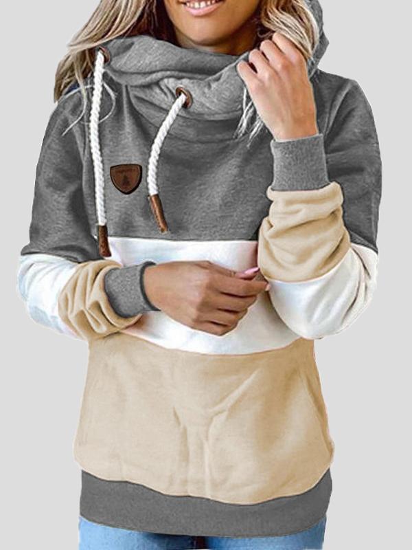 Women's Hoodies Loose Three-Color Stitching Drawstring Long Sleeve Hoody - Hoodies - INS | Online Fashion Free Shipping Clothing, Dresses, Tops, Shoes - 20-30 - 23/11/2021 - color-army_green