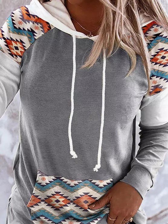 Women's Hoodies Pattern Printed Pocket Long Sleeve Hoody - Hoodies - Instastyled | Online Fashion Free Shipping Clothing, Dresses, Tops, Shoes - 19/01/2022 - 30-40 - color-gray