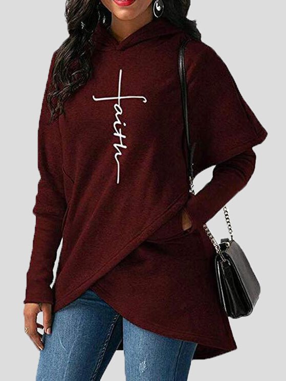 Women's Hoodies Printed Irregular Long Sleeve Hoody - Hoodies - Instastyled | Online Fashion Free Shipping Clothing, Dresses, Tops, Shoes - 01/09/2022 - 30-40 - color-black