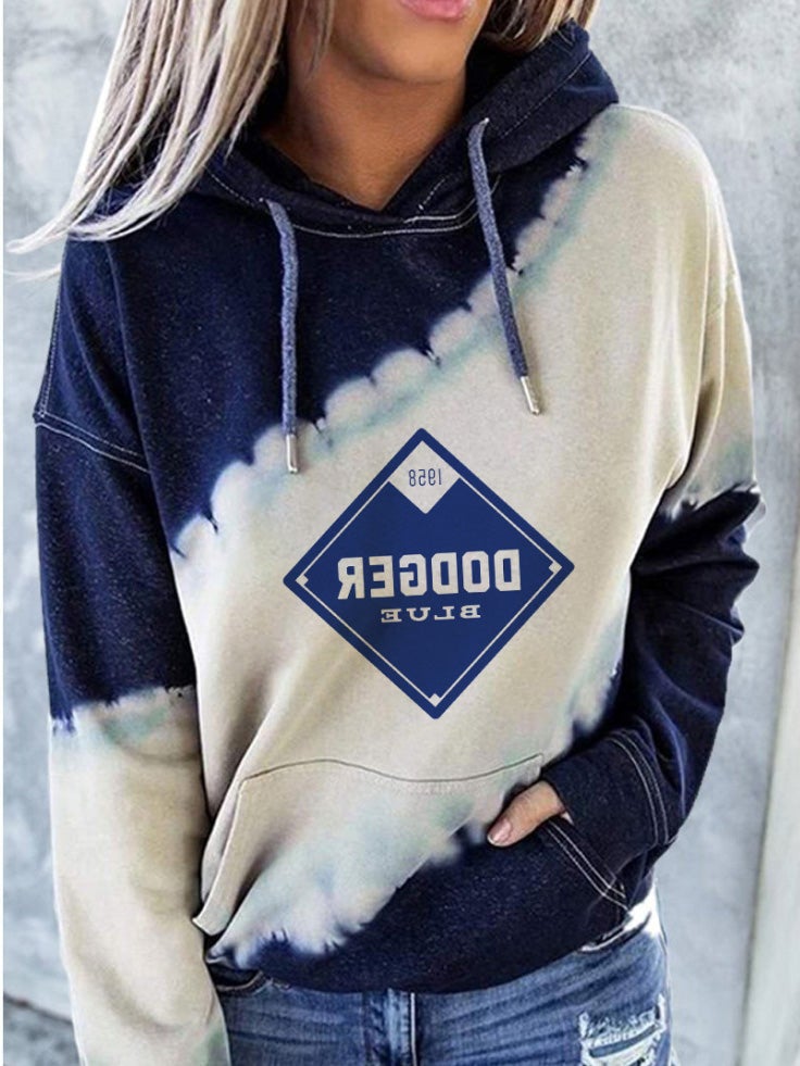 Women's Hoodies Printed Pocket Pullover Drawstring Long Sleeve Hoody - Hoodies - Instastyled | Online Fashion Free Shipping Clothing, Dresses, Tops, Shoes - 23/12/2021 - 30-40 - color-blue