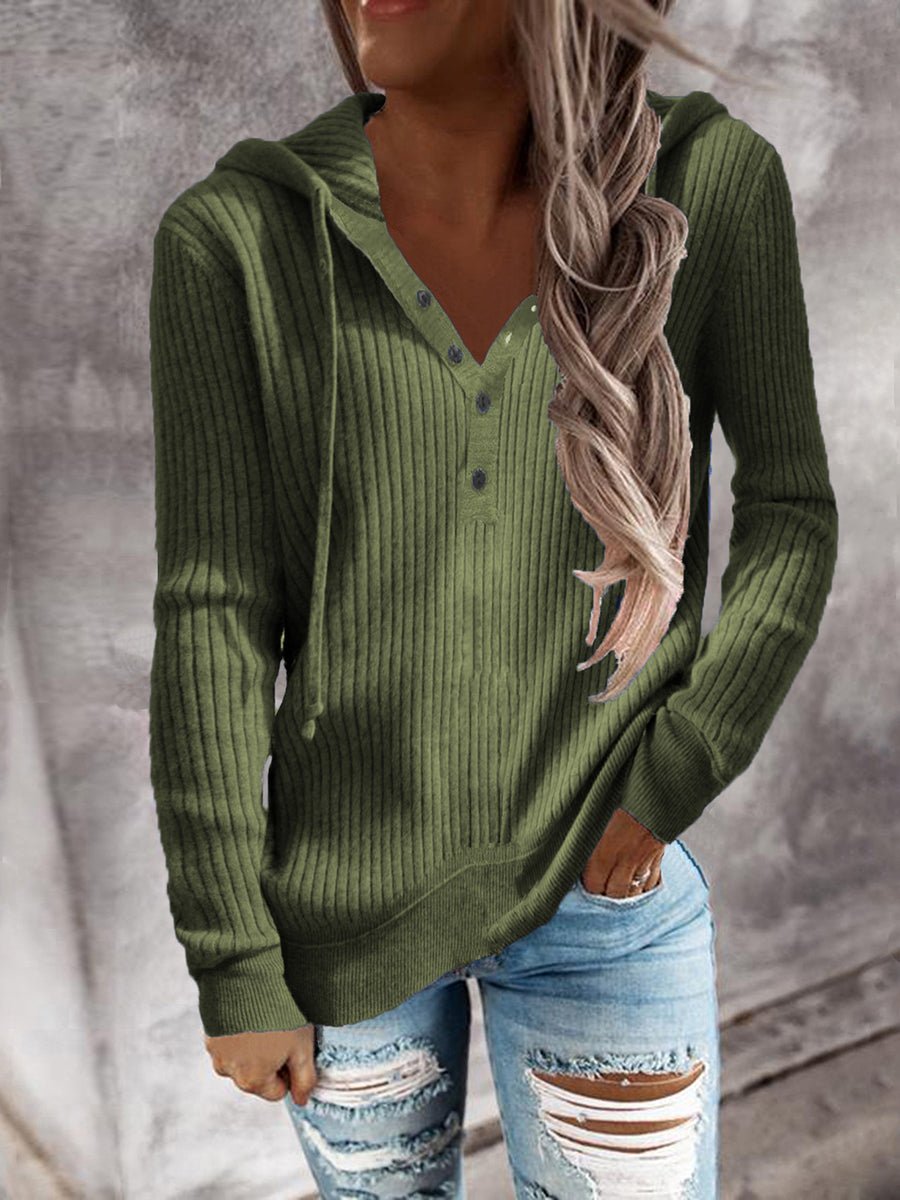 Women’s Hoodies Solid Knitted Stripe Open Collar Hoodie - Hoodies - Instastyled | Online Fashion Free Shipping Clothing, Dresses, Tops, Shoes - 18/10/2022 - 30-40 - color-army_green
