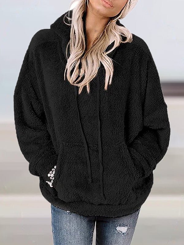 Women's Hoodies Solid Plush Pocket Long-Sleeve Hoody - Hoodies - Instastyled | Online Fashion Free Shipping Clothing, Dresses, Tops, Shoes - 22/09/2022 - Color_Black - Color_Blue