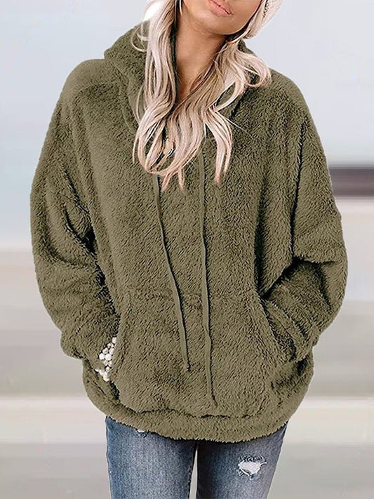 Women's Hoodies Solid Plush Pocket Long-Sleeve Hoody - Hoodies - Instastyled | Online Fashion Free Shipping Clothing, Dresses, Tops, Shoes - 22/09/2022 - Color_Black - Color_Blue