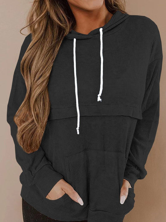 Women's Hoodies Solid Pocket Drawstring Long Sleeve Hoodie - Hoodies - Instastyled | Online Fashion Free Shipping Clothing, Dresses, Tops, Shoes - 06/09/2022 - Color_Black - Color_Blue