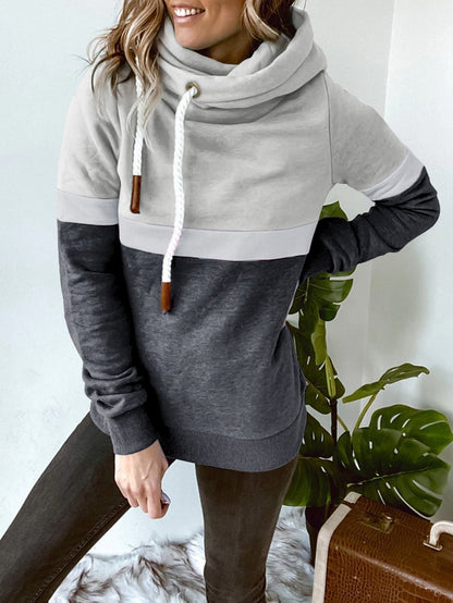 Women's Hoodies Solid Stitching Casual High Neck Hoodie - Hoodies - INS | Online Fashion Free Shipping Clothing, Dresses, Tops, Shoes - 180/09/2021 - 20-30 - Category_Hoodies