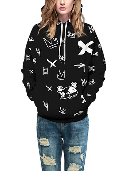 Women's Hoodies Sweater Digital Printing Long Sleeved Hooded - Hoodies - Instastyled | Online Fashion Free Shipping Clothing, Dresses, Tops, Shoes - 21/12/2022 - 30-40 - color-black