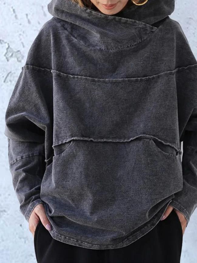 Women's Hoodies Tooling Loose Washed Denim Hoodie - Hoodies - INS | Online Fashion Free Shipping Clothing, Dresses, Tops, Shoes - 11/10/2021 - 20-30 - color-gray