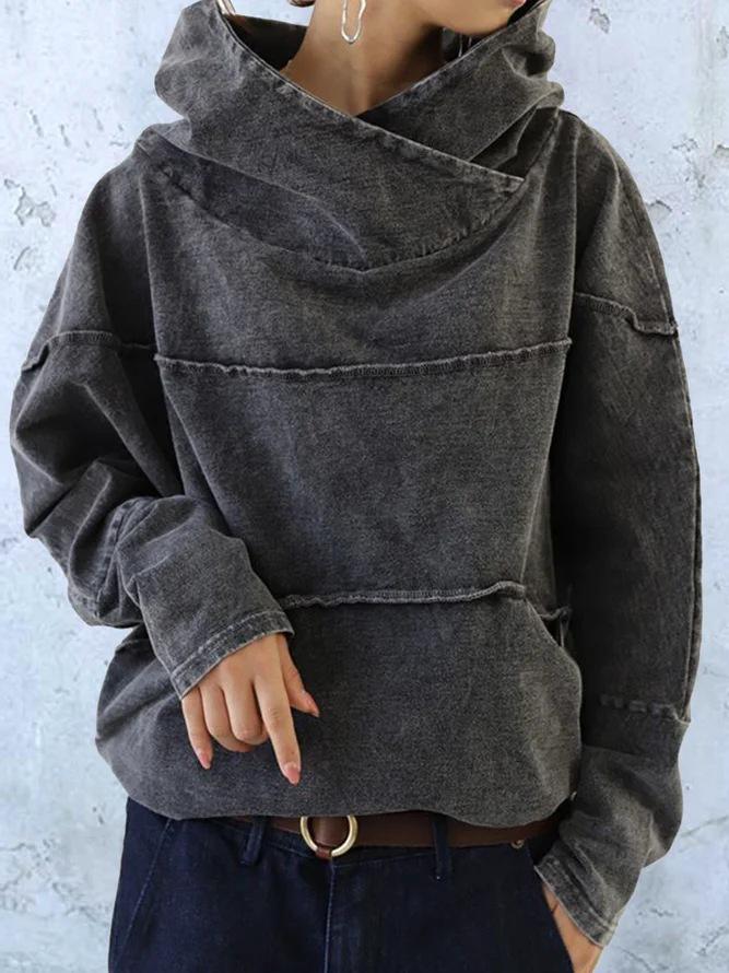 Women's Hoodies Tooling Loose Washed Denim Hoodie - Hoodies - INS | Online Fashion Free Shipping Clothing, Dresses, Tops, Shoes - 11/10/2021 - 20-30 - color-gray