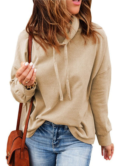 Women's Hoodies Turtleneck Long Sleeve Drawstring Hoodie - MsDressly