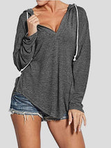 Women's Hoodies V-Neck Long Sleeve Gym Hoody - Hoodies - Instastyled | Online Fashion Free Shipping Clothing, Dresses, Tops, Shoes - 14/01/2022 - 20-30 - color-black