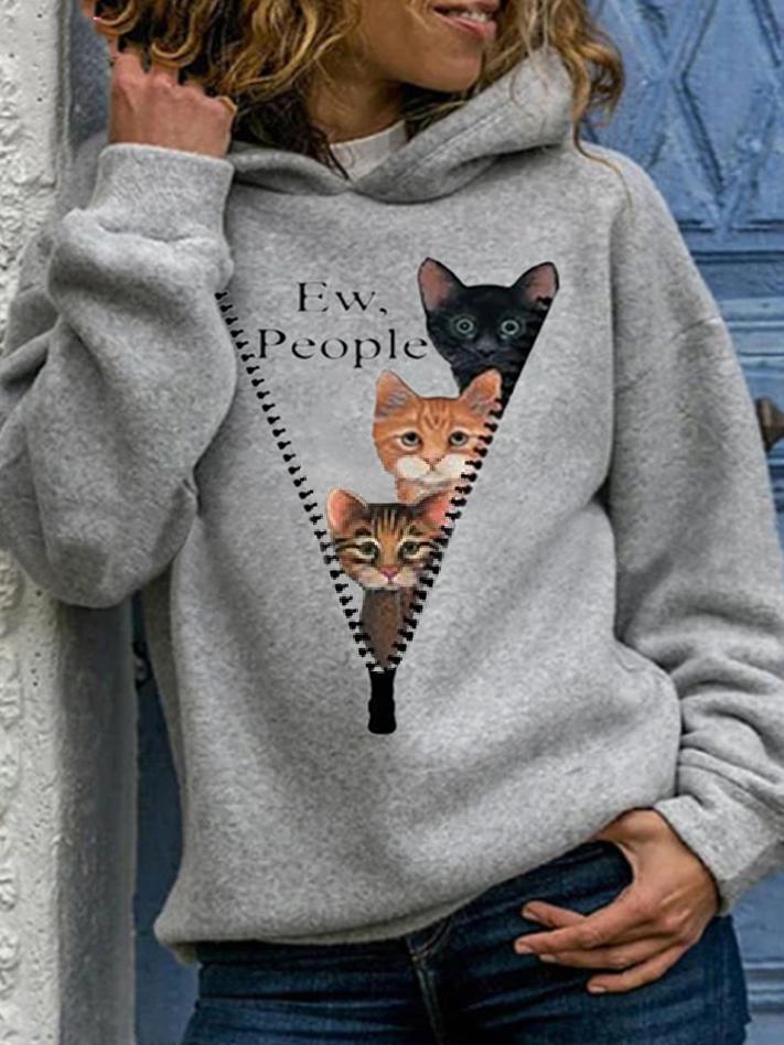 Women's Hoodies Zipper Cute Cat Long Sleeve Hoodie - Hoodies - INS | Online Fashion Free Shipping Clothing, Dresses, Tops, Shoes - 20-30 - 28/10/2021 - color-army_green