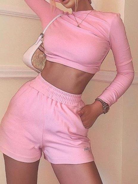 Women's Hot Selling Fashion Sports Two-piece Suit - Two-piece Outfits - INS | Online Fashion Free Shipping Clothing, Dresses, Tops, Shoes - 17/05/2021 - Color_Khaki - Color_Pink