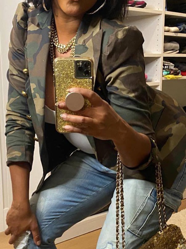 Women's Jackets Camouflage Print Lapel Double -Breasted Jacket - Jackets - Instastyled | Online Fashion Free Shipping Clothing, Dresses, Tops, Shoes - 23/09/2022 - coats-jackets - color-green