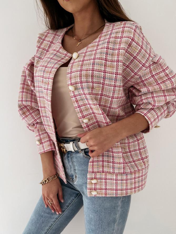 Women's Jackets Check Printed Long Sleeve Short Jacket - Coats & Jackets - INS | Online Fashion Free Shipping Clothing, Dresses, Tops, Shoes - 09/08/2021 - 20-30 - Category_Coats & Jackets