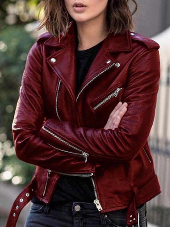 Women's Jackets Cool Zip Crop Slim Leather Jacket - Coats & Jackets - INS | Online Fashion Free Shipping Clothing, Dresses, Tops, Shoes - 15/10/2021 - Coats & Jackets - Color_Black