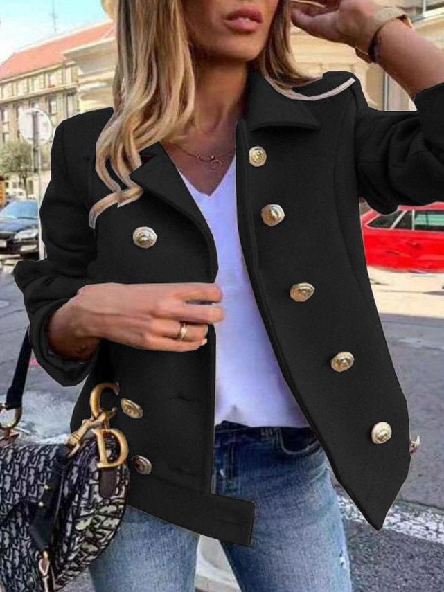 Women's Jackets Double Breasted Long Sleeve Slim Fit Jackets - Jackets - Instastyled | Online Fashion Free Shipping Clothing, Dresses, Tops, Shoes - 21/09/2022 - Color_Blue - Color_Gray