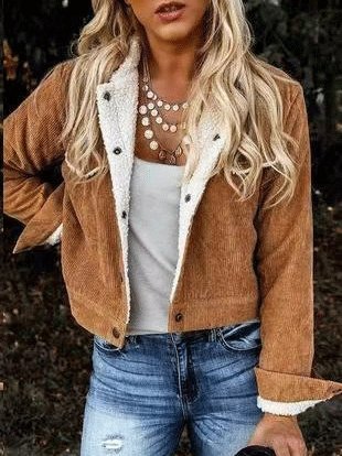 Women's Jackets Lamb Wool Panelled Corduroy Fur Collar Jacket - Jackets - Instastyled | Online Fashion Free Shipping Clothing, Dresses, Tops, Shoes - 09/10/2021 - 221103FILTERb - 40-50