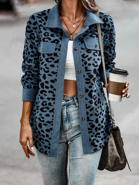 Women's Jackets Leopard Print Pocket Button Long Sleeve Jacket - Jackets - Instastyled | Online Fashion Free Shipping Clothing, Dresses, Tops, Shoes - 02/09/2022 - Coats & Jackets - color-apricot