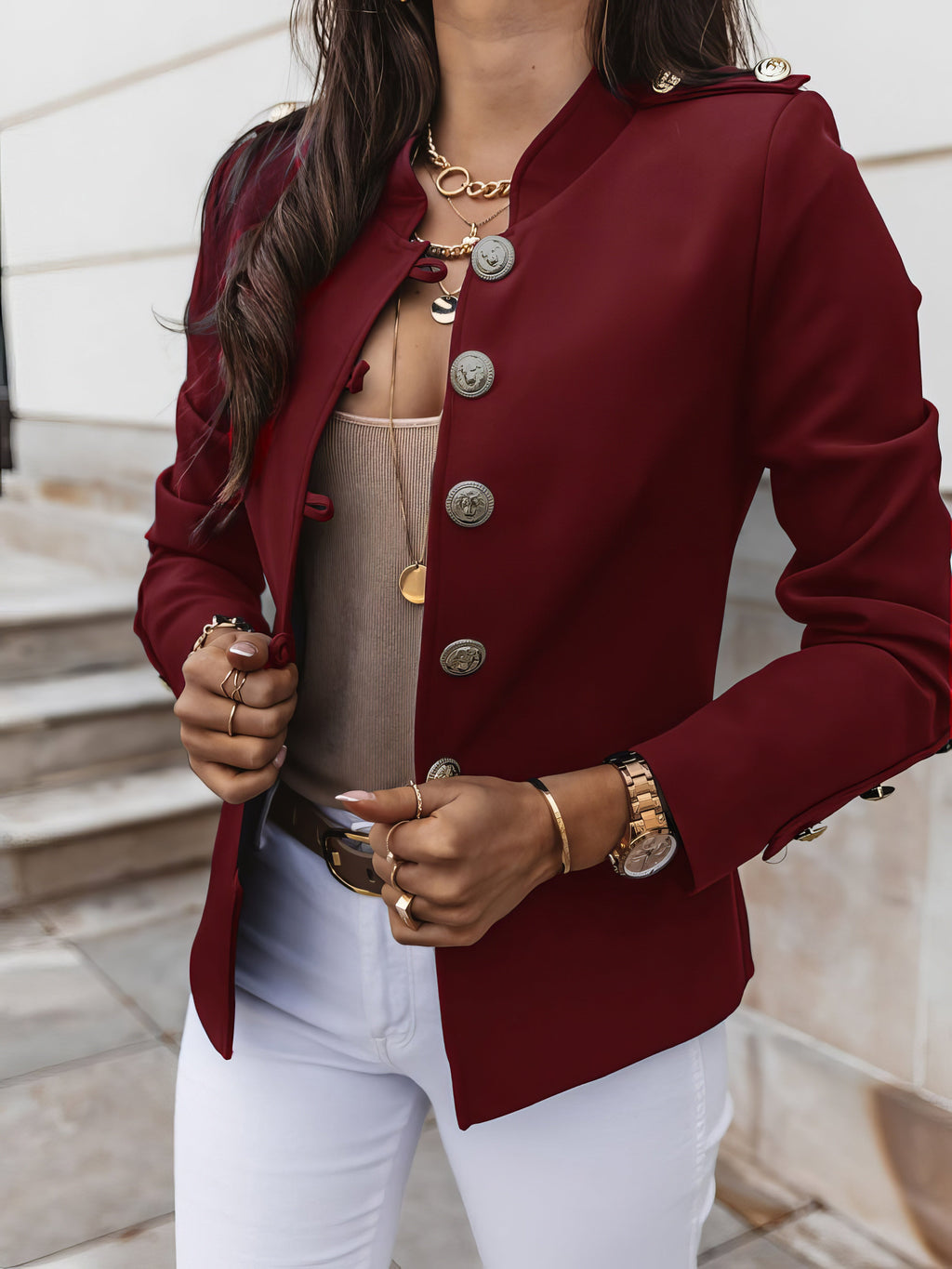 Women's Jackets Long Sleeve Slim-Breasted Crop Jacket | Instastyled ...