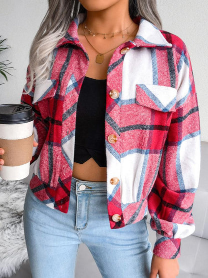 Women's Jackets Plaid Lantern Long Sleeve Woolen Jacket - Coats & Jackets - INS | Online Fashion Free Shipping Clothing, Dresses, Tops, Shoes - 03/11/2021 - 30-40 - Coats & Jackets