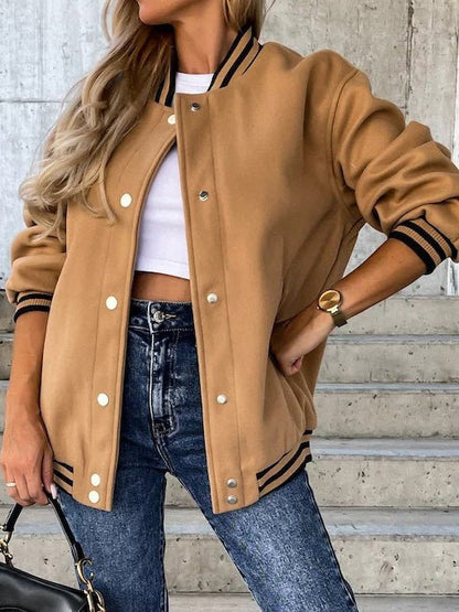 Women's Jackets Pocket Snaps Baseball Wool Jacket - Jackets - Instastyled | Online Fashion Free Shipping Clothing, Dresses, Tops, Shoes - 19/09/2022 - Color_Black - Color_Green