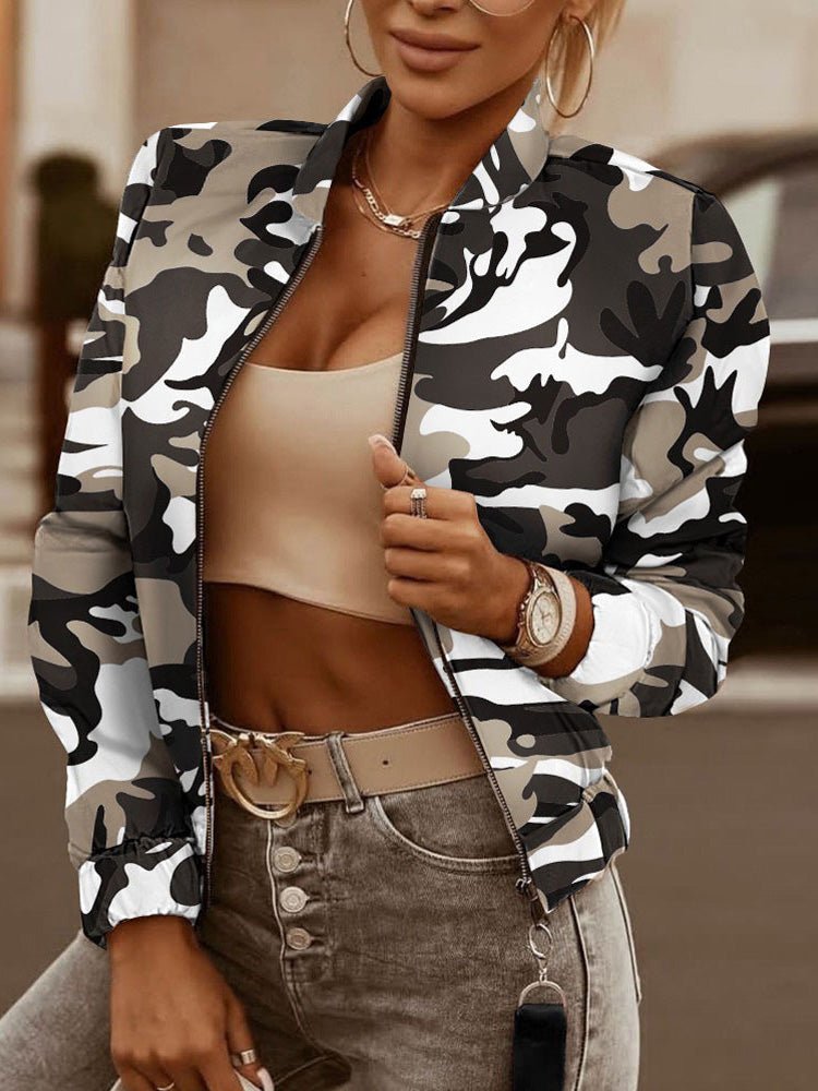 Women's Jackets Printed Zip Long Sleeve Jackets - Jackets - Instastyled | Online Fashion Free Shipping Clothing, Dresses, Tops, Shoes - 27/08/2022 - 30-40 - coats-jackets
