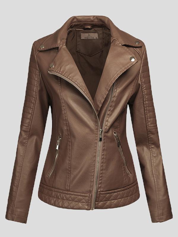 Women's Jackets Pu Temperament Lapel Zipper Short Jacket - Coats & Jackets - INS | Online Fashion Free Shipping Clothing, Dresses, Tops, Shoes - 27/08/2021 - Coats & Jackets - color-black