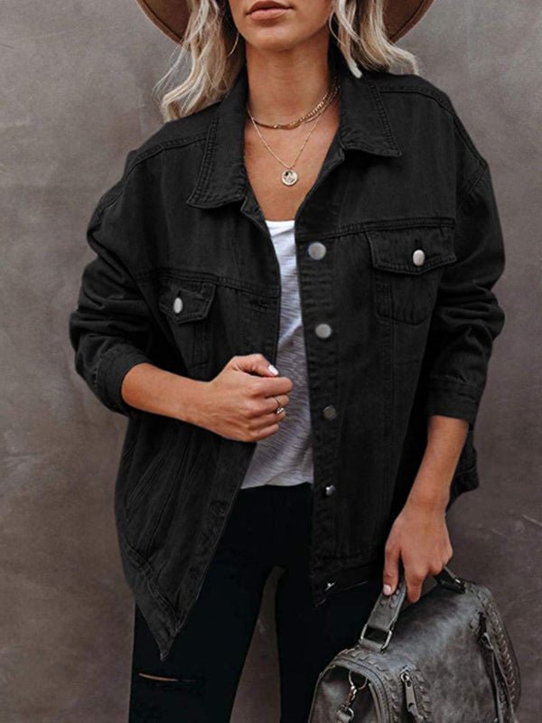 Women's Jackets Solid Flapped Pocket Button Denim Jacket - Jackets - Instastyled | Online Fashion Free Shipping Clothing, Dresses, Tops, Shoes - 12/12/2022 - 40-50 - coats-jackets