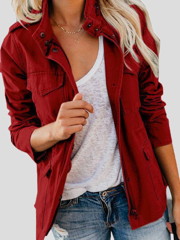 Women's Jackets Solid Zip Pocket Casual Jacket - Jackets - Instastyled | Online Fashion Free Shipping Clothing, Dresses, Tops, Shoes - 21/09/2022 - Color_Black - Color_Blue
