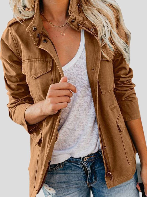 Women's Jackets Solid Zip Pocket Casual Jacket - Jackets - Instastyled | Online Fashion Free Shipping Clothing, Dresses, Tops, Shoes - 21/09/2022 - Color_Black - Color_Blue