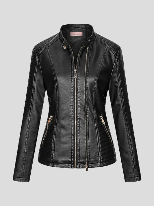 Jackets - Temperament Slim Zipped Leather Jacket - MsDressly
