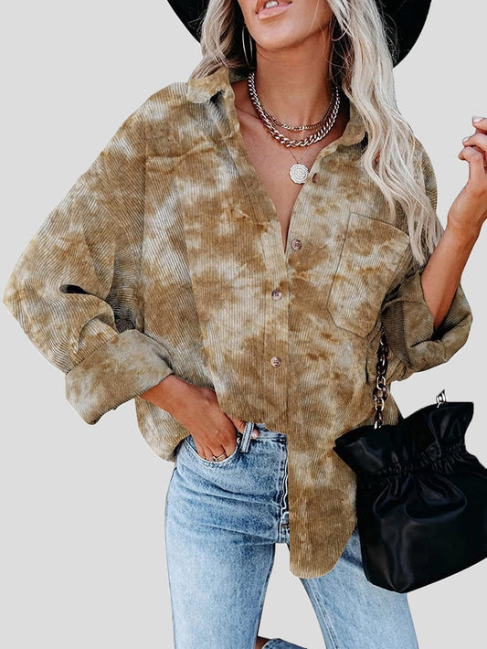 Women's Jackets Tie-Dye Long Sleeve Buttoned Shirt Jacket - Coats & Jackets - Instastyled | Online Fashion Free Shipping Clothing, Dresses, Tops, Shoes - 07/12/2021 - 30-40 - Coats & Jackets