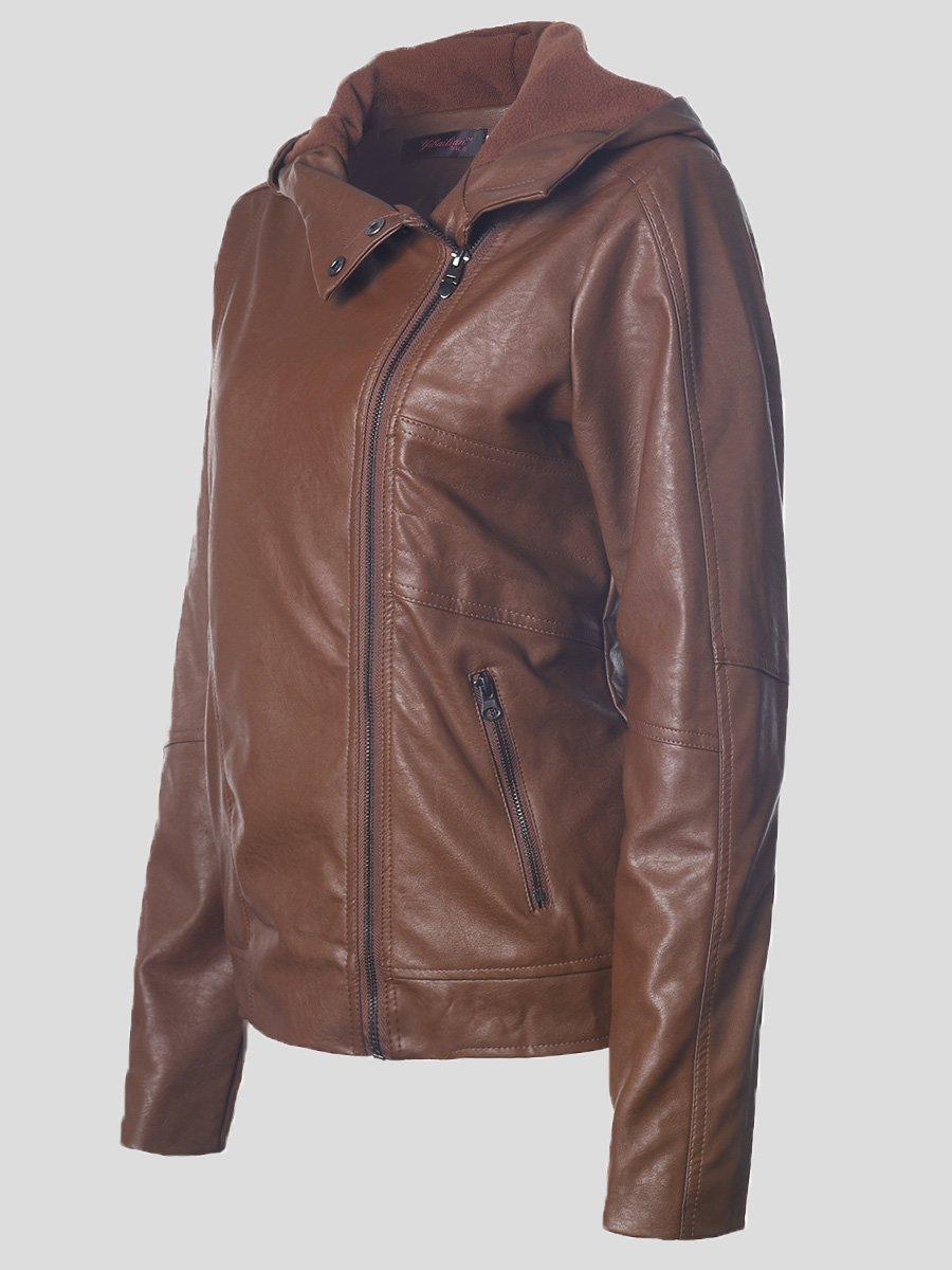 Women's Jackets Vintage Long Sleeve Hooded Leather Jacket - Coats & Jackets - INS | Online Fashion Free Shipping Clothing, Dresses, Tops, Shoes - 26/08/2021 - 40-50 - Coats & Jackets