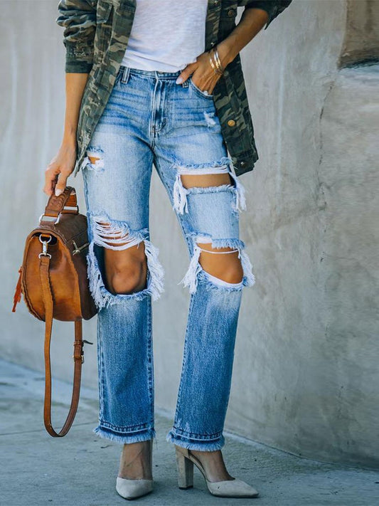 Women's Jeans Casual Pocket Ripped Jeans - Jeans - Instastyled | Online Fashion Free Shipping Clothing, Dresses, Tops, Shoes - 20/01/2022 - 40-50 - Bottoms