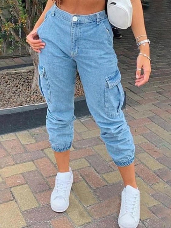 Women's Jeans Casual Side Pocket Washed Jeans - Jeans - Instastyled | Online Fashion Free Shipping Clothing, Dresses, Tops, Shoes - 30/06/2022 - 40-50 - Bottoms