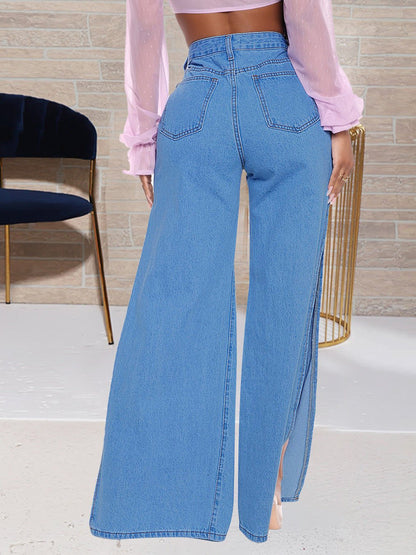 Women's Jeans Fashion Ripped High Slit Jeans - Jeans - Instastyled | Online Fashion Free Shipping Clothing, Dresses, Tops, Shoes - 03/03/2022 - 40-50 - Bottoms