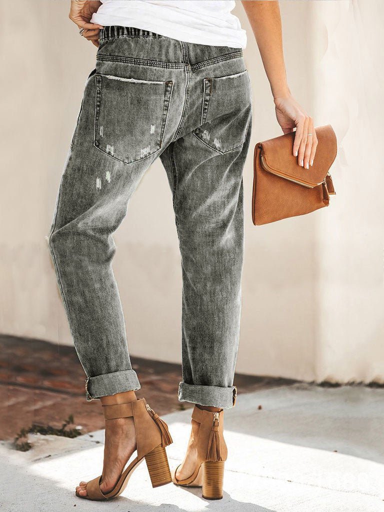 Women's Jeans Lace-Up Pocket Straight Jeans - Jeans - Instastyled | Online Fashion Free Shipping Clothing, Dresses, Tops, Shoes - 30-40 - 30/06/2022 - Bottoms
