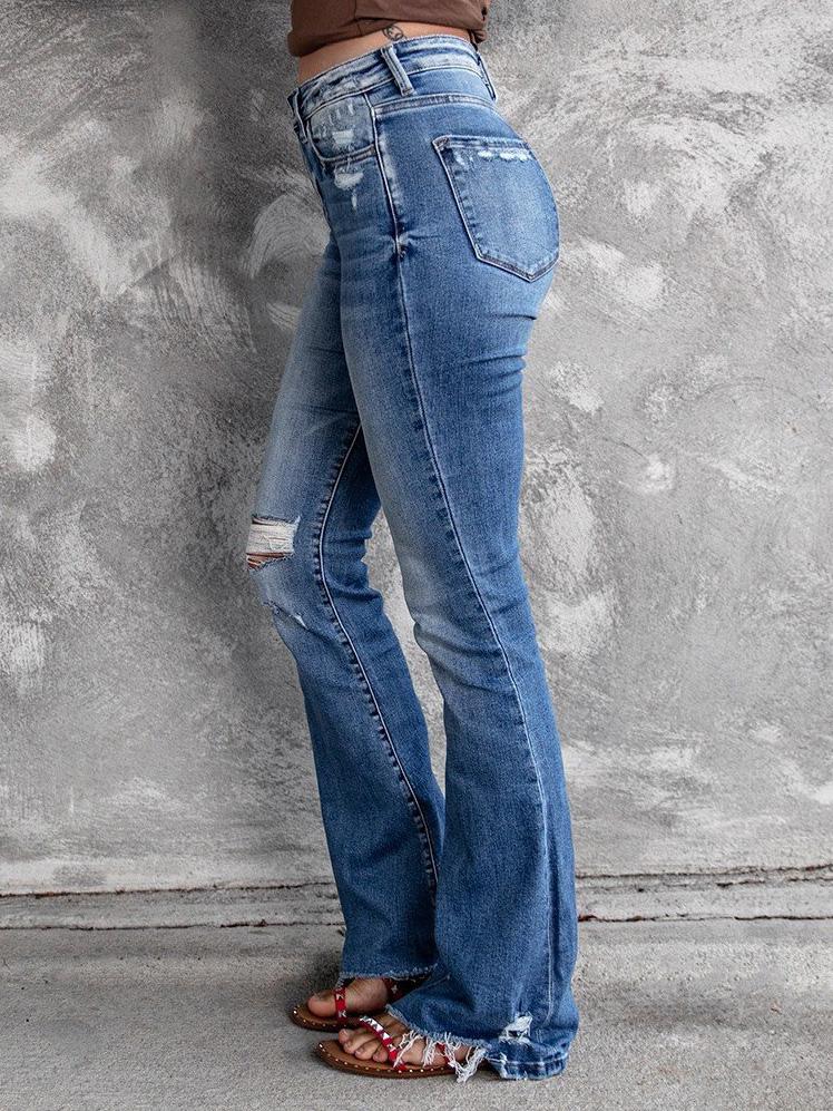 Women's Jeans Ripped High Waist Retro Slim Micro Flared Jeans - Jeans - Instastyled | Online Fashion Free Shipping Clothing, Dresses, Tops, Shoes - 03/12/2021 - 30-40 - Bottoms