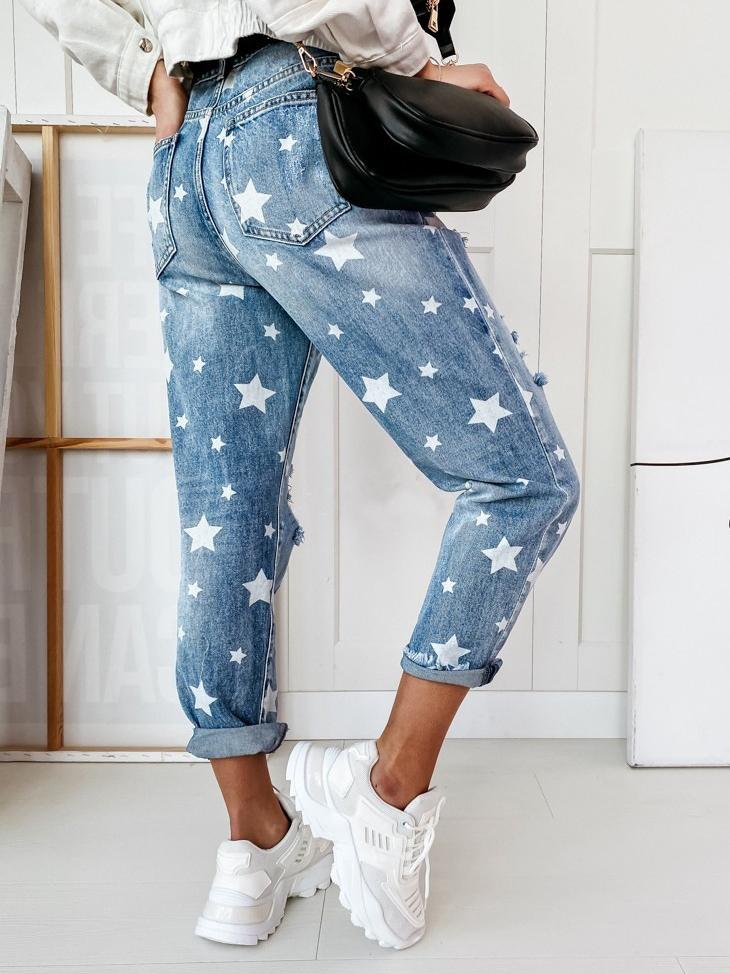 Women's Jeans Skinny Pockets Ripped Star Pattern Jeans - Jeans - INS | Online Fashion Free Shipping Clothing, Dresses, Tops, Shoes - 23/09/2021 - 30-40 - Bottom