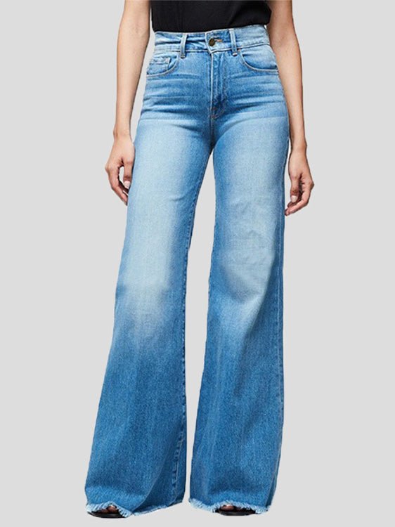 Women's Jeans Slim Fit Wide Leg Fringed Jeans - Jeans - Instastyled | Online Fashion Free Shipping Clothing, Dresses, Tops, Shoes - 26/05/2022 - 30-40 - Bottoms