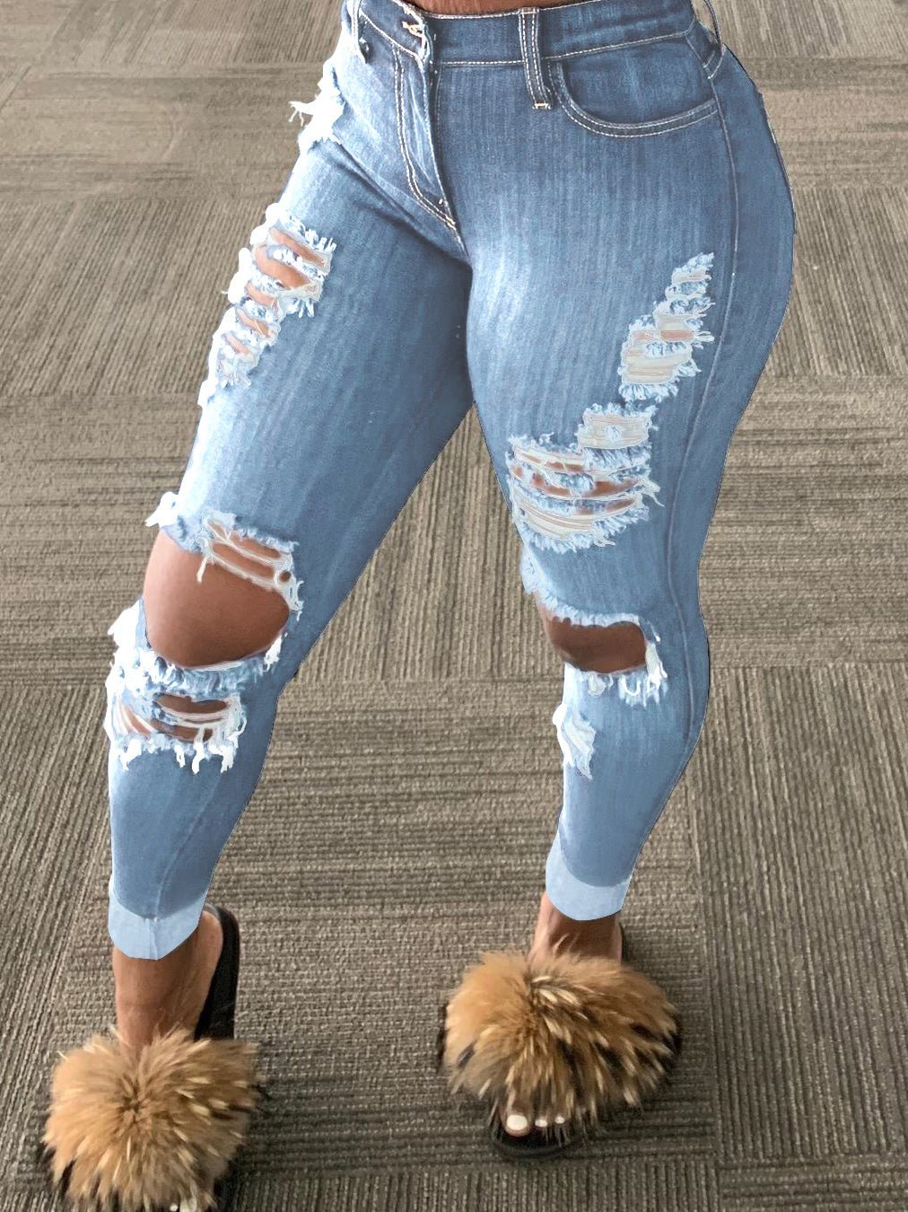 Women's Jeans Washed Ripped Skinny Jeans - Jeans - Instastyled | Online Fashion Free Shipping Clothing, Dresses, Tops, Shoes - 24/02/2022 - 40-50 - Bottoms